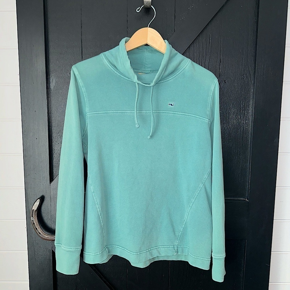 Vineyard Vines Super Soft Relaxed Fit Funnel Neck pullover Green Sweatshirt Sz M